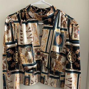 NWT Guess Long-Sleeve Cabrera Mock Neck Polyester Top